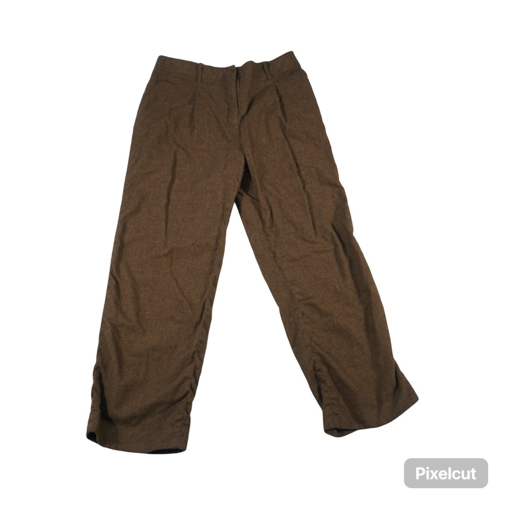 Lafayette 148 New York Cropped Pants Womens 8 Brown Pleated Front Straight Fit